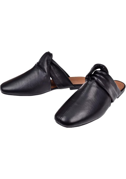 Hakiki Deri Düz Kadın Terlik DUR-2547 Siyah fırsatları