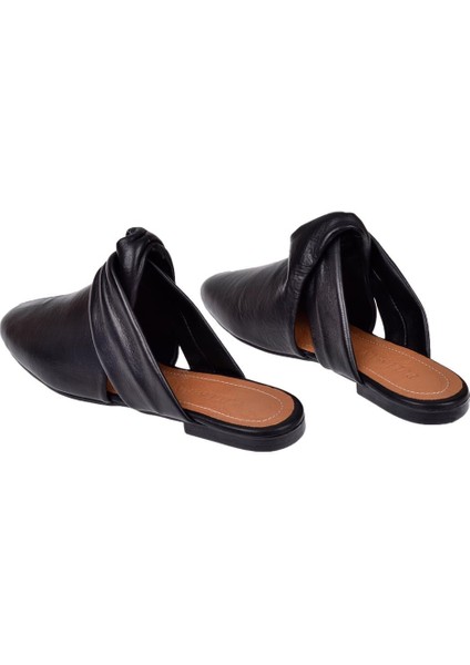 Hakiki Deri Düz Kadın Terlik DUR-2547 Siyah indirimleri