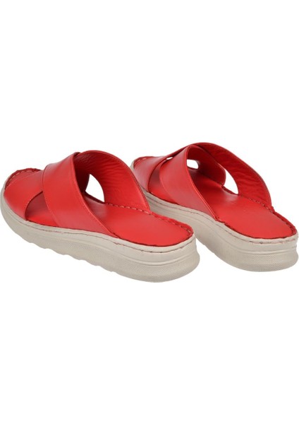 Hakiki Deri Comfort Kadın Terlik Plm-45 Kırmızı indirimleri