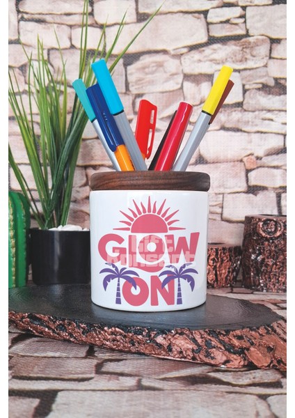 Glow On Baskılı Seramik Kalemlik Masaüstü Düzenleyici