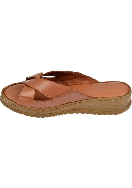 Hakiki Deri Comfort Kadın Terlik Plm-17 Taba modelleri