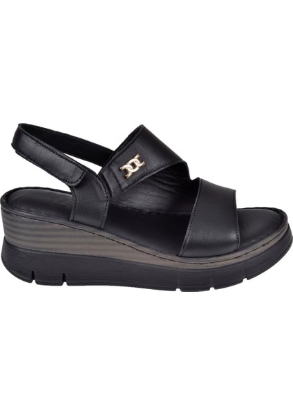 Hakiki Deri Dolgu Taban Kadın Sandalet BEE-1127 Siyah fiyatları