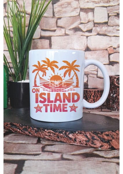 Island Time Baskılı Hediyelik Kupa Bardak