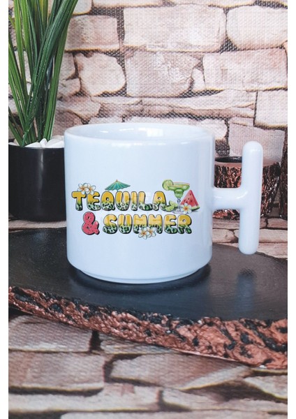 Tanned Tipsy Baskılı T Kulplu Latte Fincanı Kupa Bardak