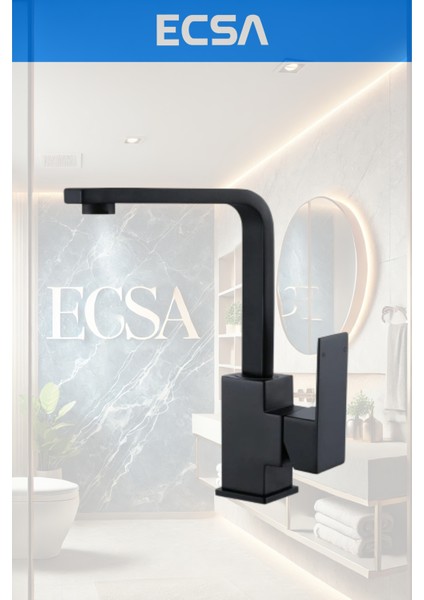 Siyah Lüx Kare Dizayn Robot Duş Seti, Banyo Bataryası, Lavabo Bataryası 3'lü Set fırsatları