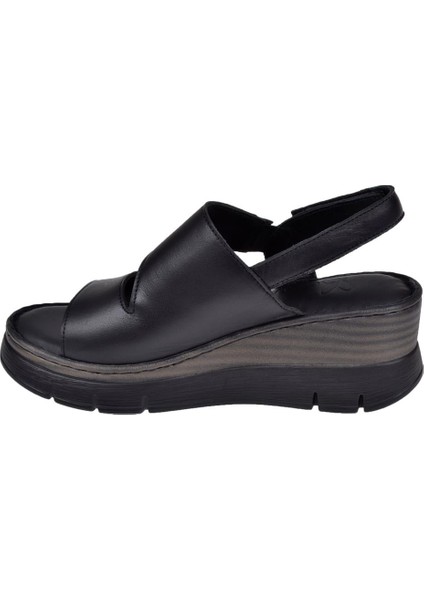 Hakiki Deri Dolgu Taban Kadın Sandalet BEE-1127 Siyah modelleri