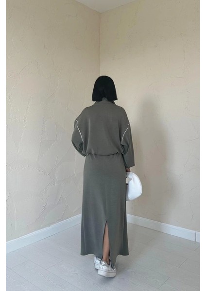 Haki Biyeli Sweatshirt ve Etek Takım fırsatları