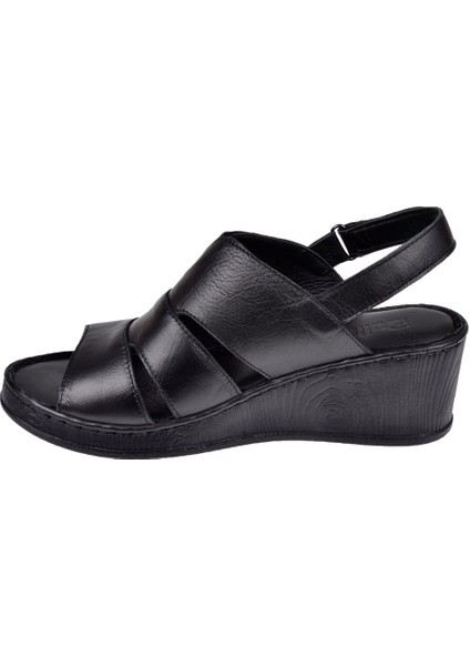 Hakiki Deri Comfort Kadın Sandalet Plm-01 Siyah modelleri