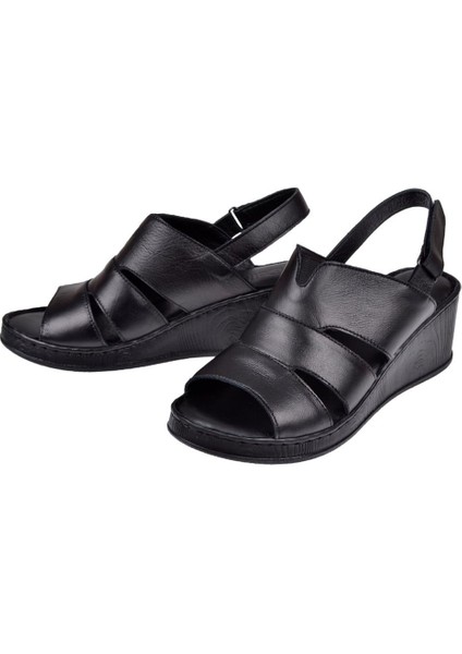 Hakiki Deri Comfort Kadın Sandalet Plm-01 Siyah fırsatları