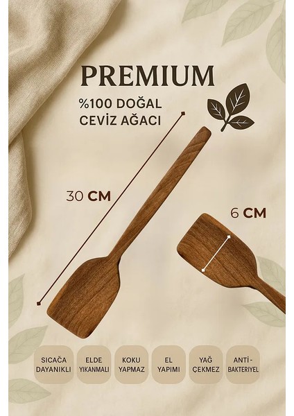 4'lü %100 Doğal Çizme Yapmaz Ceviz Ağacı Ahşap Mutfak Seti – Spatula, Kaşık, Kevgir, Maşa modelleri