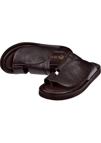 Hakiki Deri Parmak Arası Erkek Terlik PLM-K001 Kahve indirimleri