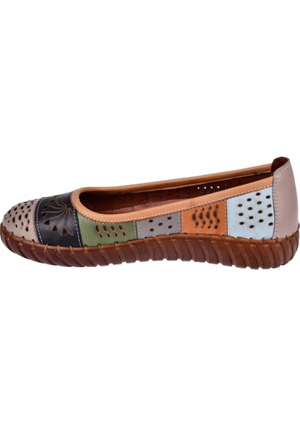 Hakiki Deri Comfort Kadın Babet AHU-6031 Vizon Multi modelleri