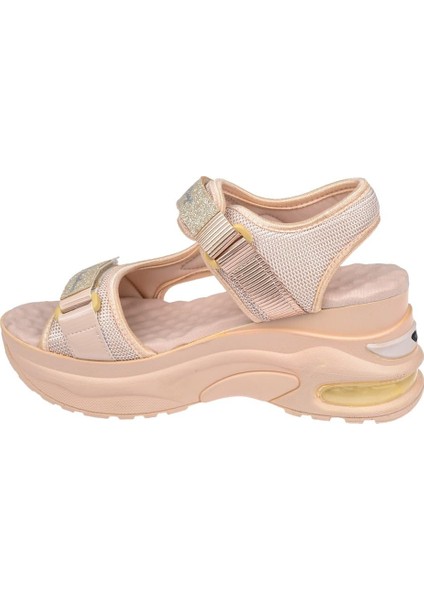 Dolgu Taban Cırtlı Kadın Sandalet SMS-3031 Bej modelleri