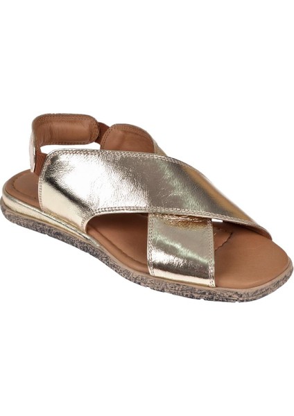 Hakiki Deri Kadın Sandalet PLM-706 Altın