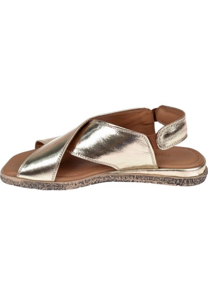 Hakiki Deri Kadın Sandalet PLM-706 Altın modelleri