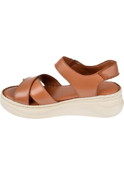 Hakiki Deri Comfort Kadın Sandalet Plm-51 Taba modelleri