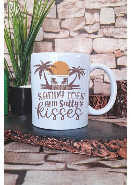 Sandy Topes And Salty Kisses Baskılı Hediyelik Kupa Bardak