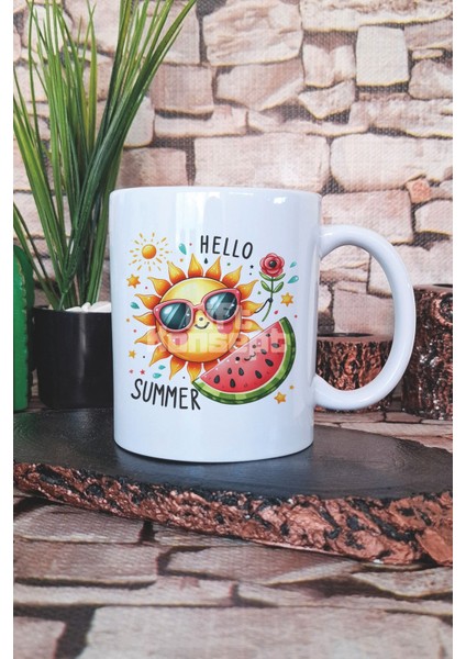 Hello Summer Baskılı Hediyelik Kupa Bardak
