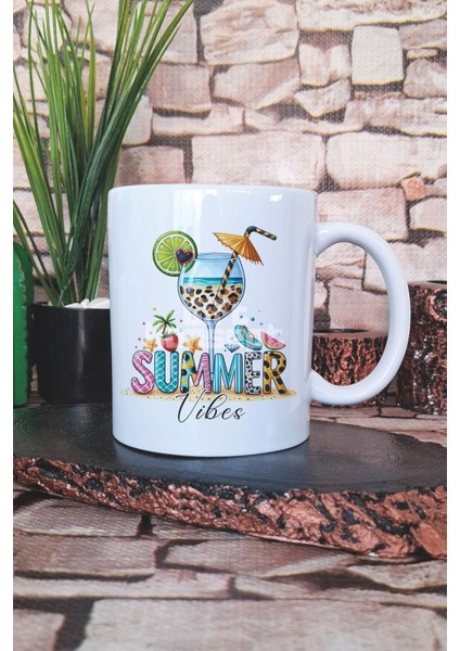 Summer Vibes Baskılı Hediyelik Kupa Bardak