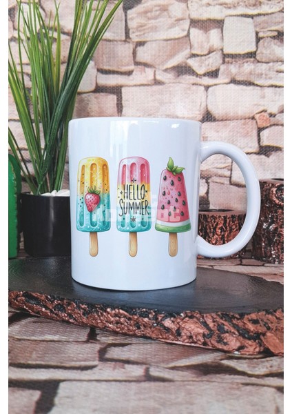 Hello Summer Dondurma Baskılı Hediyelik Kupa Bardak