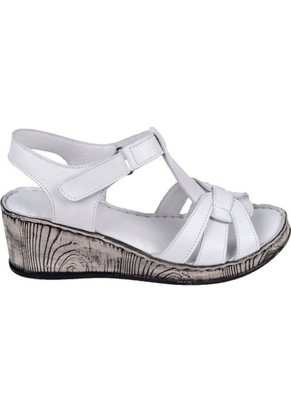 Hakiki Deri Comfort Kadın Sandalet Plm-5 Beyaz fiyatları