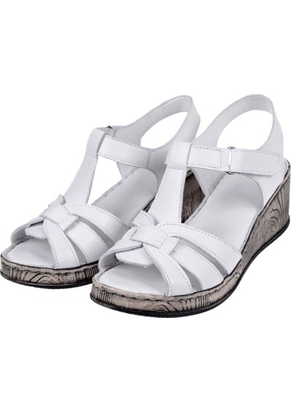 Hakiki Deri Comfort Kadın Sandalet Plm-5 Beyaz fırsatları