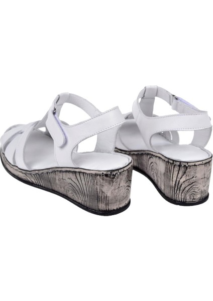 Hakiki Deri Comfort Kadın Sandalet Plm-5 Beyaz indirimleri