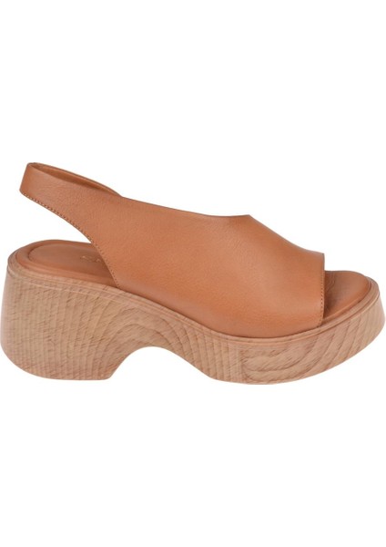 Hakiki Deri 7 cm Topuklu Kadın Sandalet SMS-1502 Taba fiyatları