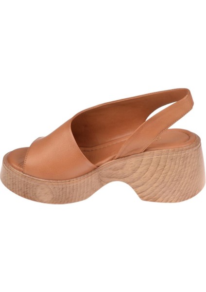 Hakiki Deri 7 cm Topuklu Kadın Sandalet SMS-1502 Taba modelleri