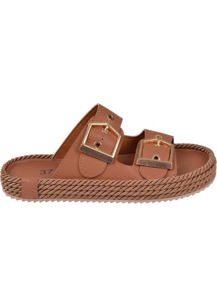 Çift Tokalı Kadın Terlik ZM-110 Taba fiyatları