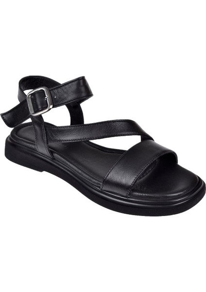 Hakiki Deri Comfort Kadın Sandalet BEL-603 Siyah