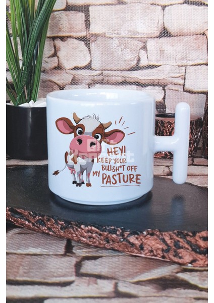 Hey! Keep Your Baskılı T Kulplu Latte Fincanı Kupa Bardak