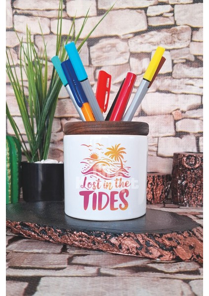 Lost In The Tides Baskılı Seramik Kalemlik Masaüstü Düzenleyici