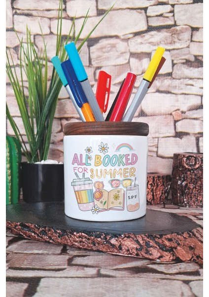 All Booked For Summer Baskılı Seramik Kalemlik Masaüstü Düzenleyici