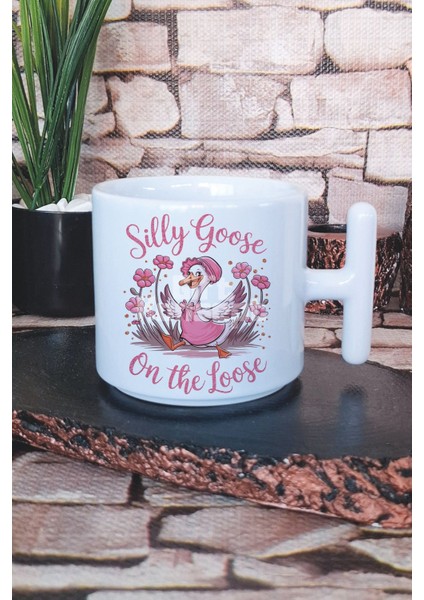 Silly Goose On The Loose Baskılı T Kulplu Latte Fincanı Kupa Bardak