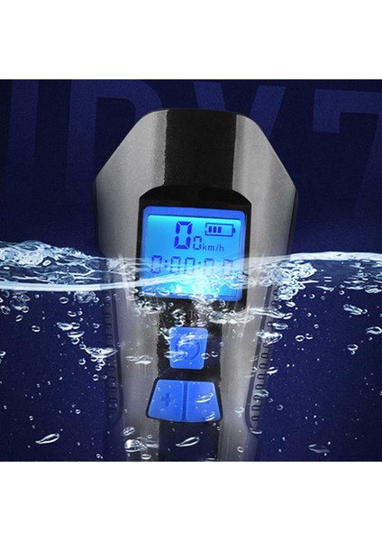 120DB Bisiklet Korna Far 6 Zil Sesi 5 Sürüş Modu Ekranlı Çok Fonksiyonlu Kilometre Saati USB Şarjlı