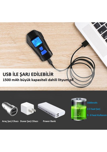 120DB Bisiklet Korna Far 6 Zil Sesi 5 Sürüş Modu Ekranlı Çok Fonksiyonlu Kilometre Saati USB Şarjlı