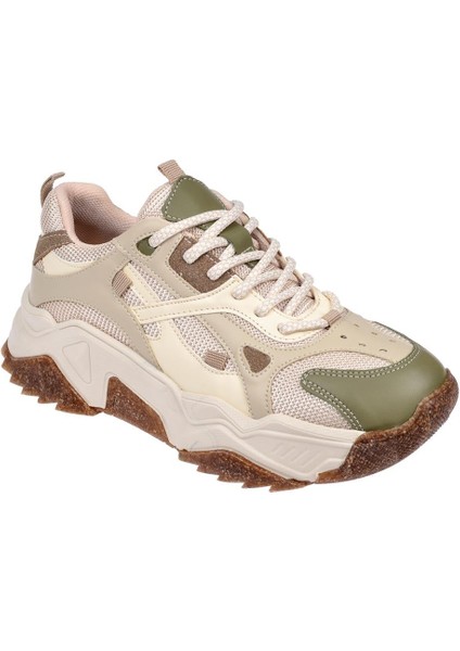 Sms Kadın Spor Ayakkabı Sneaker SMS-65137 Bej Yeşil