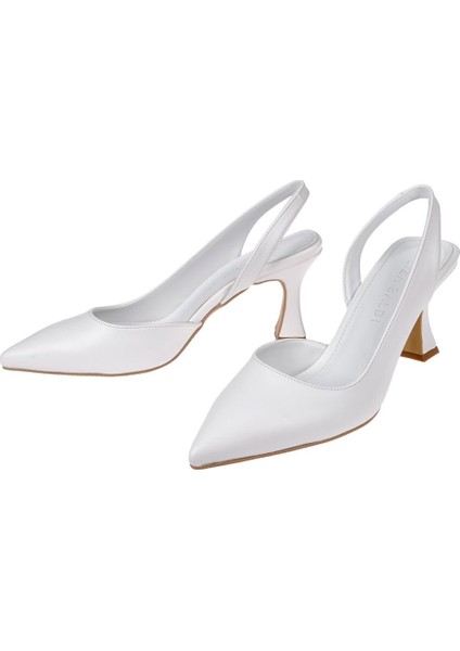 Saten Kadın Topuklu Ayakkabı PL-3100 Beyaz Cilt fırsatları