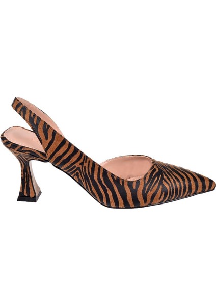 Saten Kadın Topuklu Ayakkabı PL-3100 Kahve Zebra fiyatları