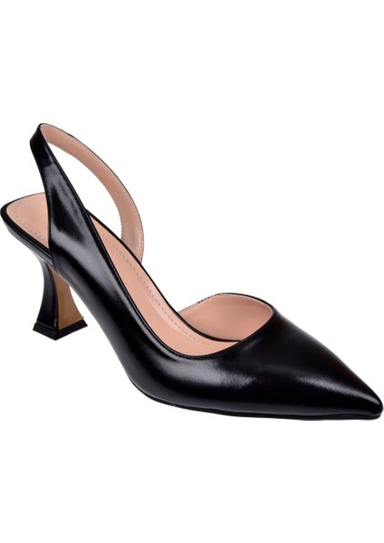 Saten Kadın Topuklu Ayakkabı PL-3100 Siyah Cilt