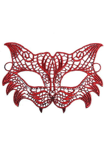 Kırmızı Dantel Masquerade Maskesi 8 No