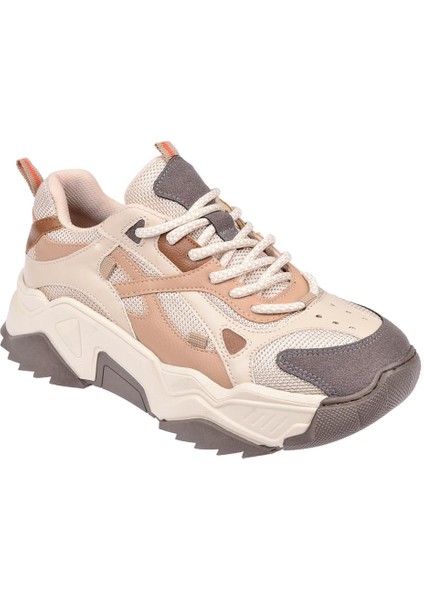 Sms Kadın Spor Ayakkabı Sneaker SMS-65137 Bej Kahve