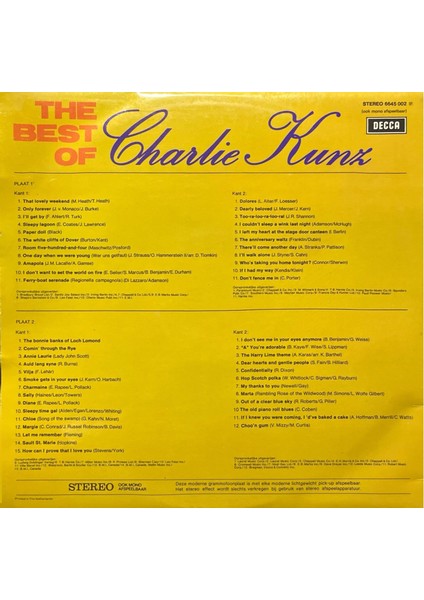 Charlie Kunz The Best Of Charlie Kunz Double Lp Plak fiyatları
