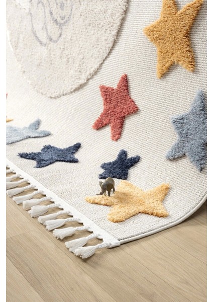Yumuşak Renkli Bukleli Yıldızlı Dokuma Halı Bebek Odası Çocuk Odası Genç Odası Halısı 5 fiyatları