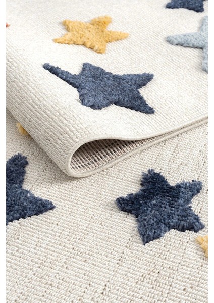 Yumuşak Renkli Bukleli Yıldızlı Dokuma Halı Bebek Odası Çocuk Odası Genç Odası Halısı 5 fırsatları