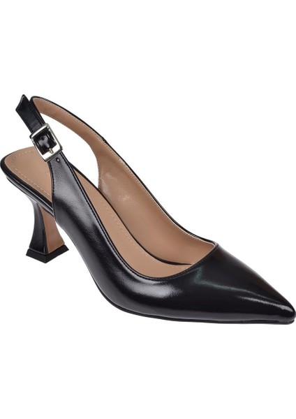 Arkası Açık Topuklu Kadın Ayakkabı Pl-Zarra Siyah