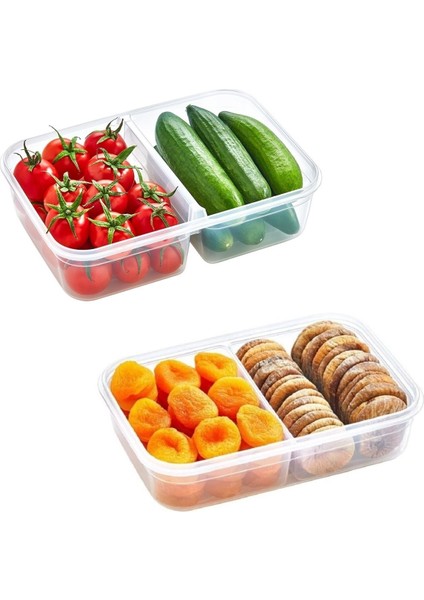 2 Bölmeli Sızdırmaz Contalı Kilitli Kapaklı 1 Litre Erzak Saklama Kabı -LC505 - MRK7800-9012 fiyatları