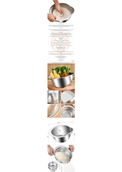 Turk Pirinç Süzgeci Makarna Salata Süzgeci 304 Paslanmaz Çelik Mink Design - MRK1328-6827 fiyatları