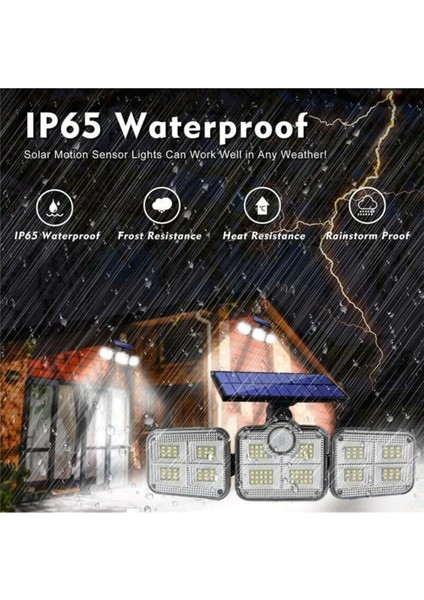 Kumandalı Solar Güneş Enerjili 122 Ledli Hareket Sensörlü Bahçe Aydınlatma So - MRK2137-2808